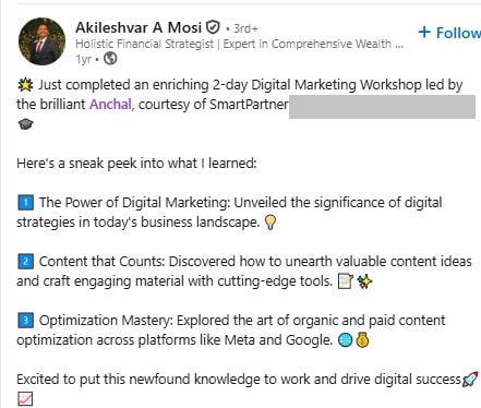 Akhileshvar testimonial- anchal sharma