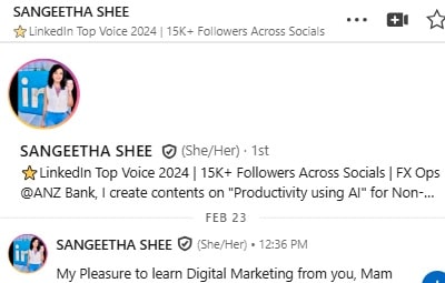 sangeetha testimonial- For Anchal Sharma